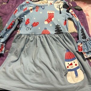 Girls Size M (3 years) Marie Nicole Clothing  Blue Snowman Kids Dress